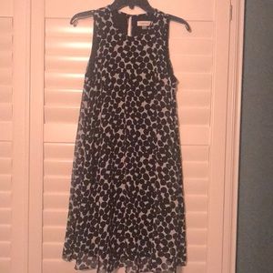 EUC Black White Circles Sleeveless Knee Length A Line Swing Dress - Super Cute!